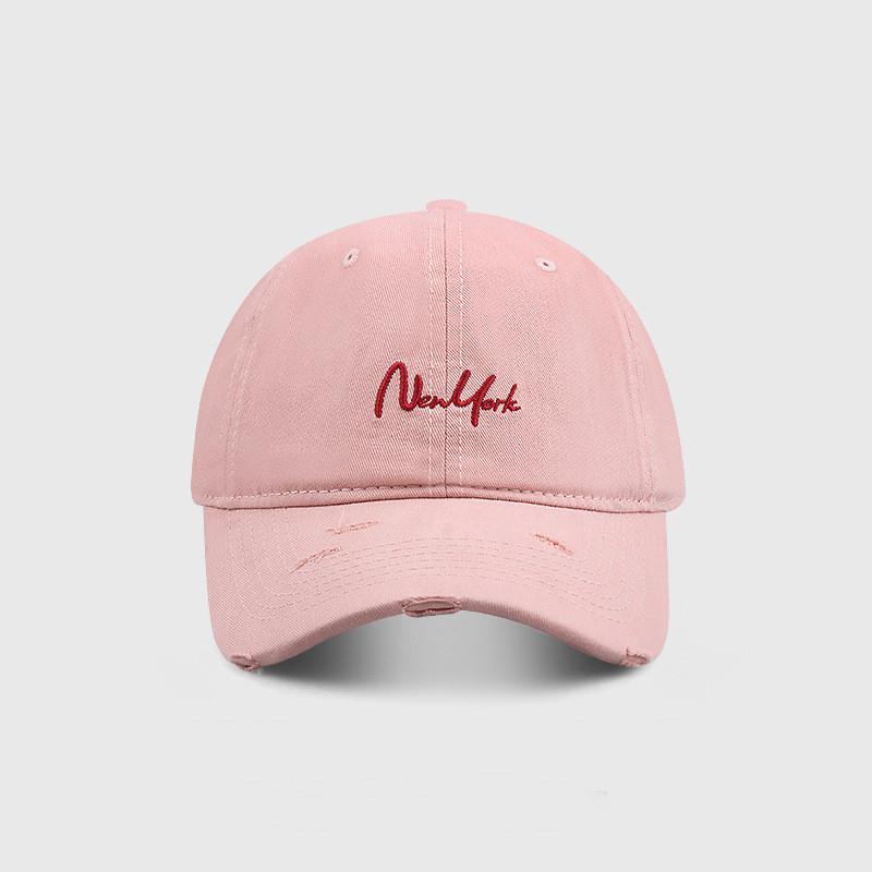 Cotton Baseball Cap With Embroidered Letters And Wide Brim For Sun Protection