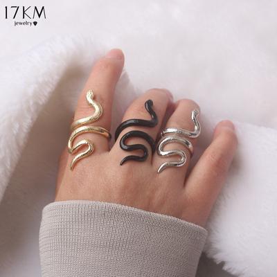 Retro Punk Snake Ring for Men Women Exaggerated Antique Adjustable Finger Ring Fashion Personality Stereoscopic Opening Rings