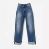 Women Baggy Mid Waist Jeans Wide Leg Loose Denim Pants Straight Leg Cropped Barrel Jeans