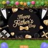 2D Happy Father's Day Backdrop Black Gold Tuxedo Photography Background Banner