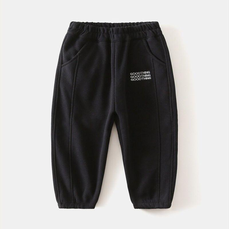 Boys  Winter Fleece-Lined Pants, Autumn and Winter Children s Clothing, Thickened Letter Sweatpants, Boys  Warm Sports Pants Black 100 cm
