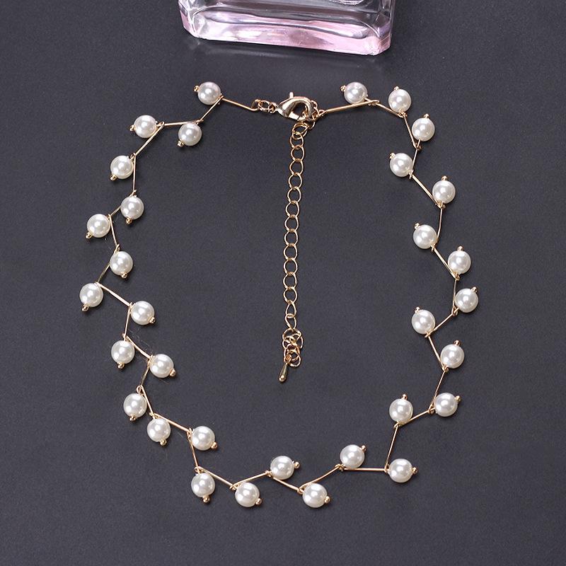 Retro Court Style Double Layer Pearl & Diamond Necklace - Elegant Choker for Women