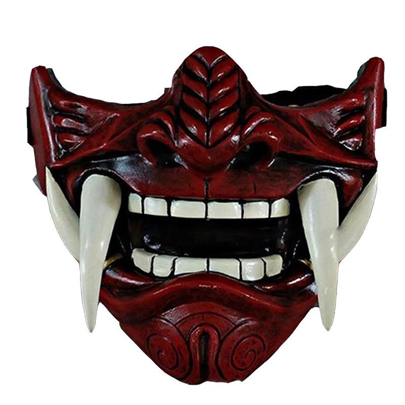 Halloween Red Prajna Mask cosplay Japanese-style half-face Hannya mask for parties and events