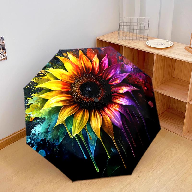

1 PC Automatic Folding Umbrella - Various beautiful flowers Pattern, Portable & Foldable Design with 8 Ribs, Christmas Birthday Gifts