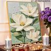 Unique 5D Framed Pearl Painting Kit with White Magnolia Flower Sparkling Bead Art Canvas DIY Handmade Craft for Living Room Decor