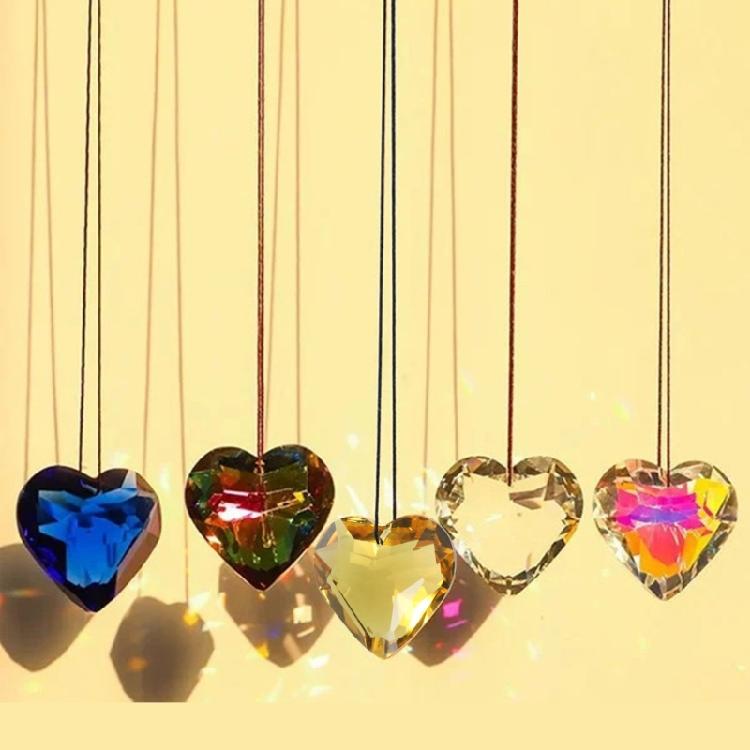 Crystal Heart-shaped Prism Crafts Window Door Ornaments Chandelier Rope Pendant