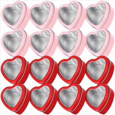 Tinplate Heart Metal Box Silver/Red/Pink Jewelry Box Practical Heart-shaped Containers  DIY