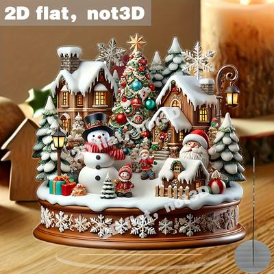 2D Plane Is Suitable for Gifts In 4 Seasons, Snow Village Character Polypropylene Statue Set, Retro Acrylic Christmas Table Ornament, Home Decoration