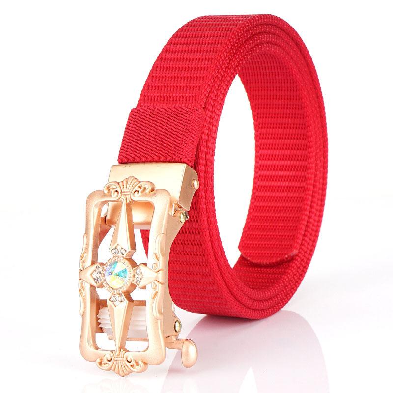 New Women'S Commuting Belt With Automatic Buckle Nylon Waistband, Outdoor Leisure Versatile Double-Layer Thick Belt