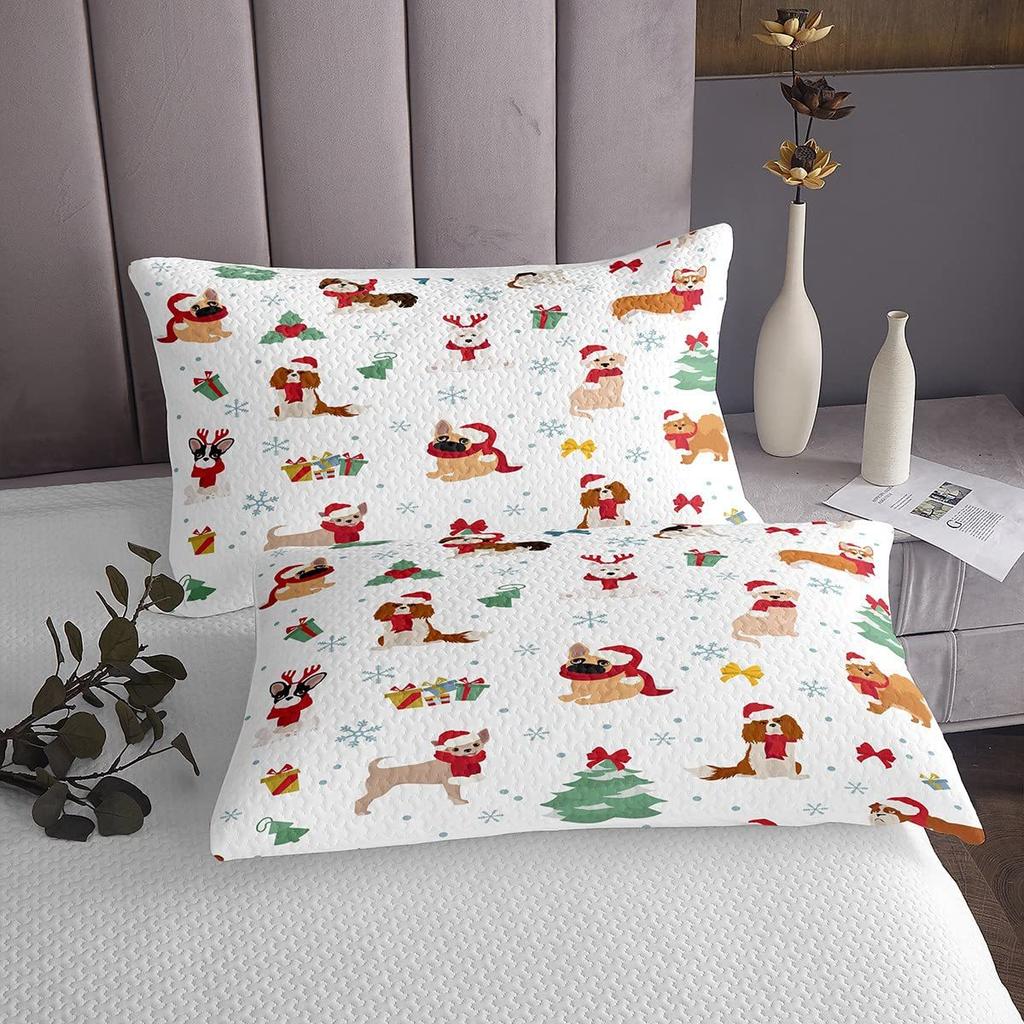Christmas dog pattern mattress four-piece bedding set bedroom dormitory bedding decoration
