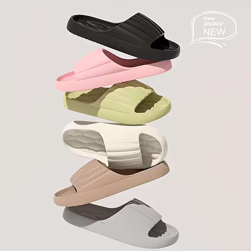 Unisex Solid Color Open-Toe Breathable Thick-Bottom Slippers, Comfortable Anti-Slip Durable Odor-Resistant EVA Slippers, Unisex Indoor Shoes