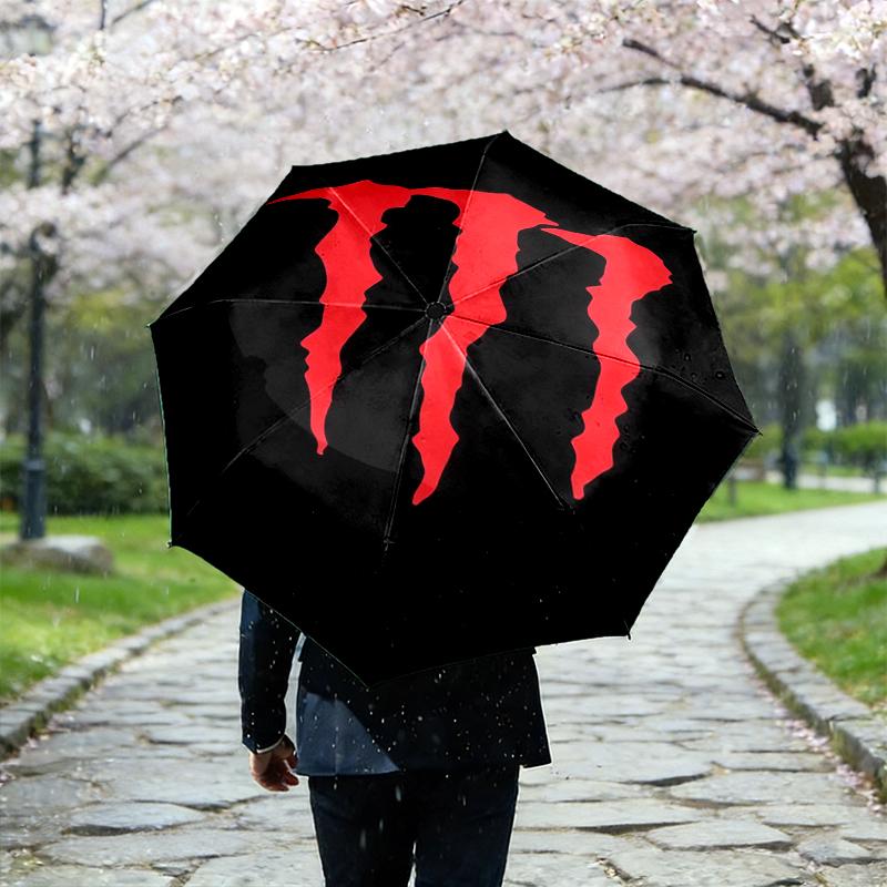 1pc Sturdy 8-Bone Auto Umbrella, Monster Umbrella, Digital Printed, Foldable Umbrella for On-the-Go Outdoor Use