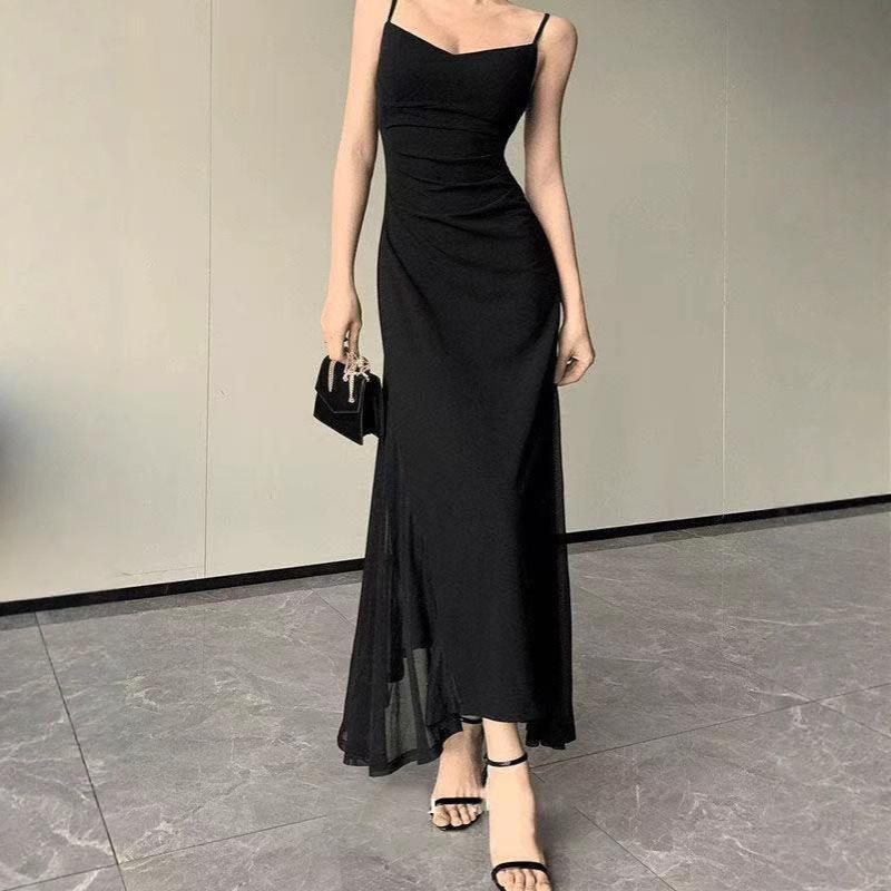 Premium Temperament Spice Girl Suspender Dress Women's Summer New Slim and Thin Inner with Small Black Long Skirt
