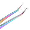 1Pc Multicolor  Stainless Steel Eyelashes Tweezers Curved Straight For Eyelash Tongs False Clip Professional For Lashes Extension Tools