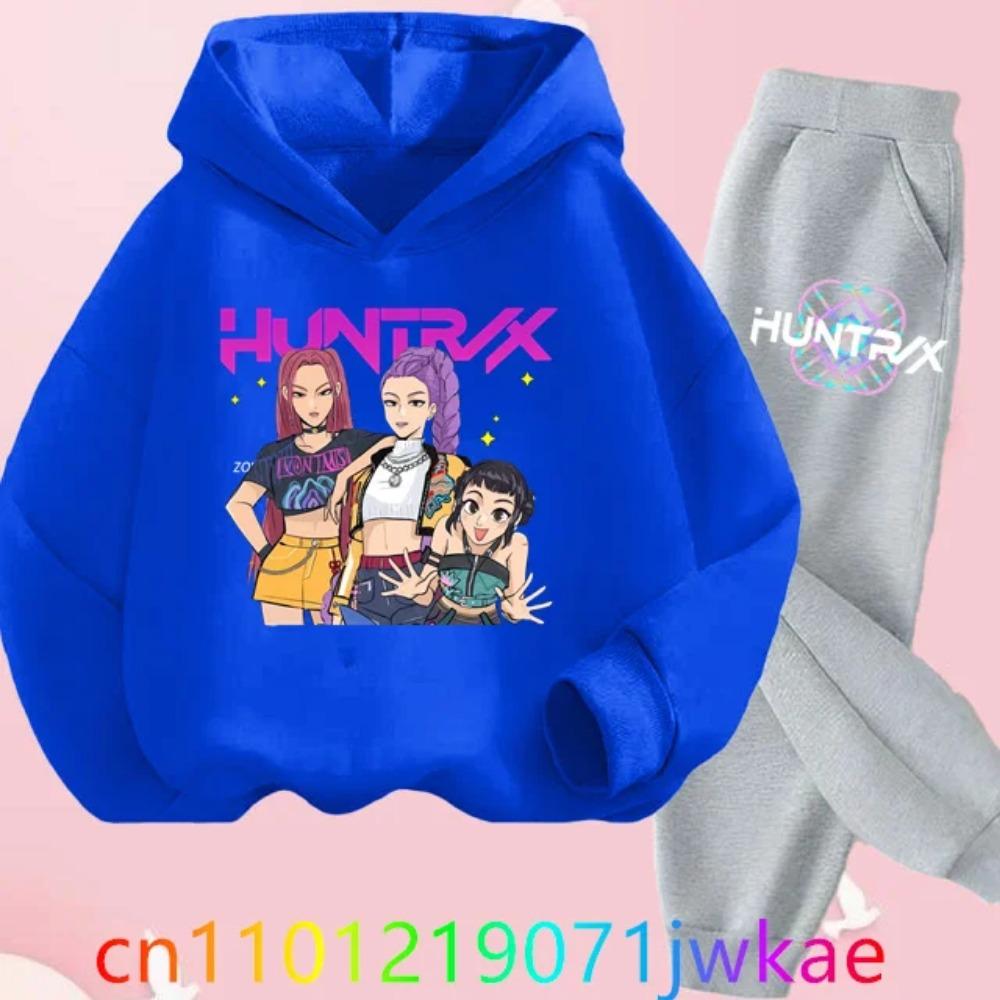 Movie New Kid K-Pop Demon Hunters Hooded Suit Toddler Girl Clothes KPop Demon Hunters Hoodie Set Girls Fashion Casual Sweatshirt