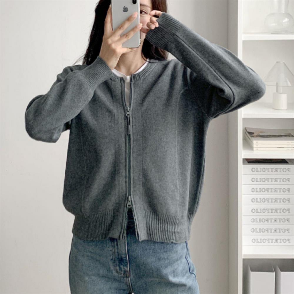 New ArrivalS Open Run Women S Plain Color Round Zip Knitted Cardigan
