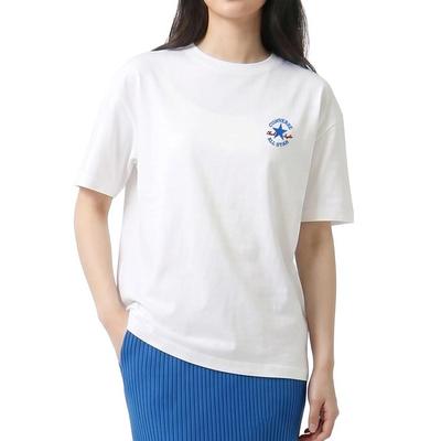 [Converse] T-Shirt Women's Short Sleeve Logo Embroidery Tee Relaxed Fit Cover-Up Simple Casual Ivory L