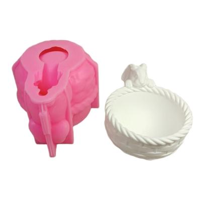 Bunnies Basket Silicone Molds for Epoxy Resin Making Candle Candy Fondant Succulent Planter Concrete Clay Silicone Molds