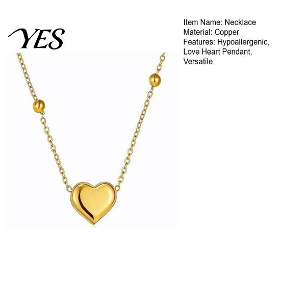 Durable Fashion Jewelry Heart Charm Necklace, Women Love Golden Necklace Pendant Dainty for Daily Wear Work Party Elegant