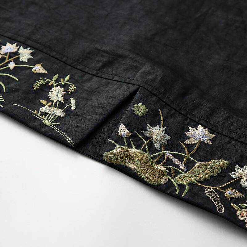 Zhaojun Women's Embroidered Loose Fit Silk T-Shirt