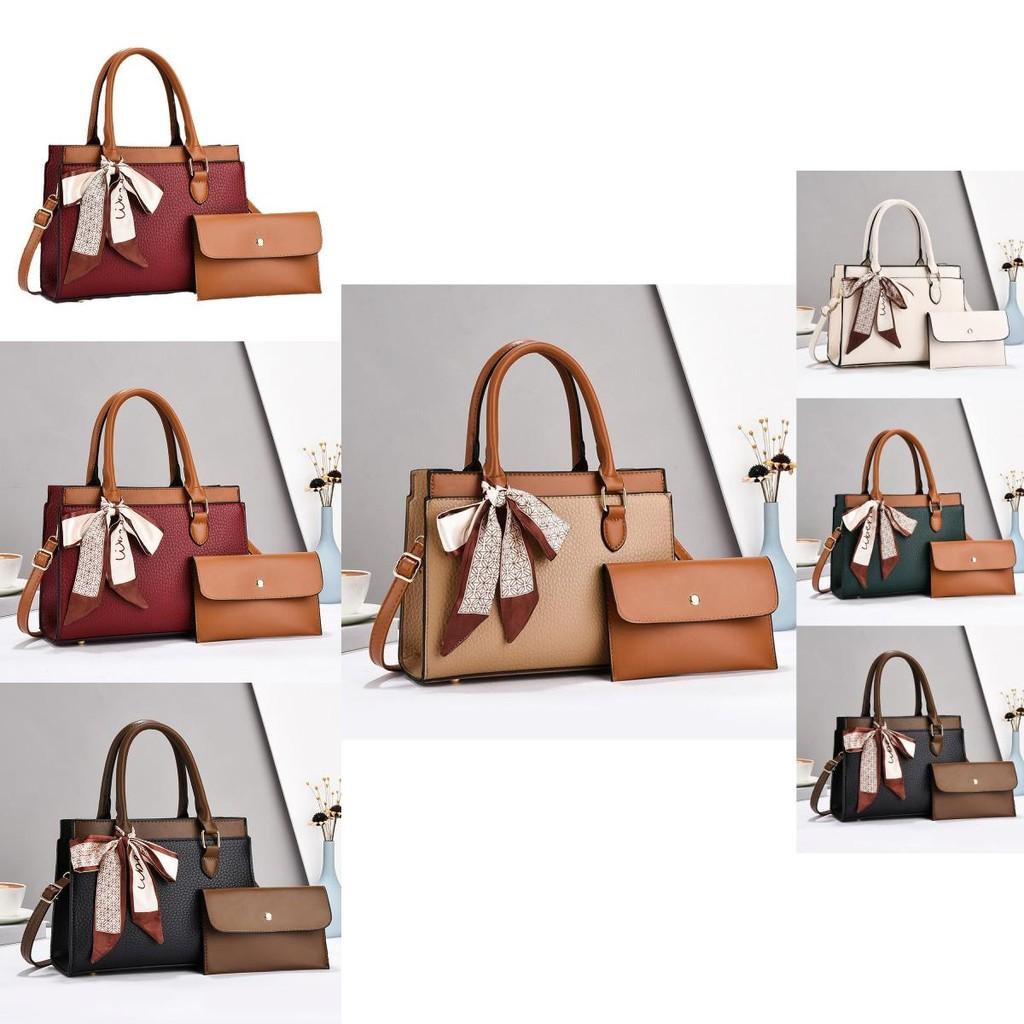 Stylish High-end Pu Leather Womens Tote Bag Set With Spacious Interior And Trendy Colors