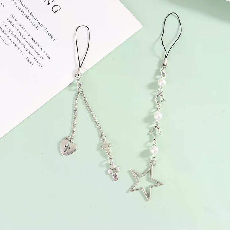 Fashion Minimalist Phone Lanyard Cute Star Heart Cross Pendant Strap Phone Charms Accessories