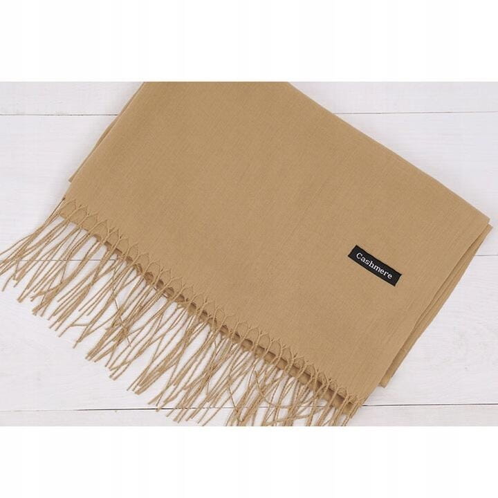 Camel Szalik Damski Duży Cashmere Frędzle Sza-68