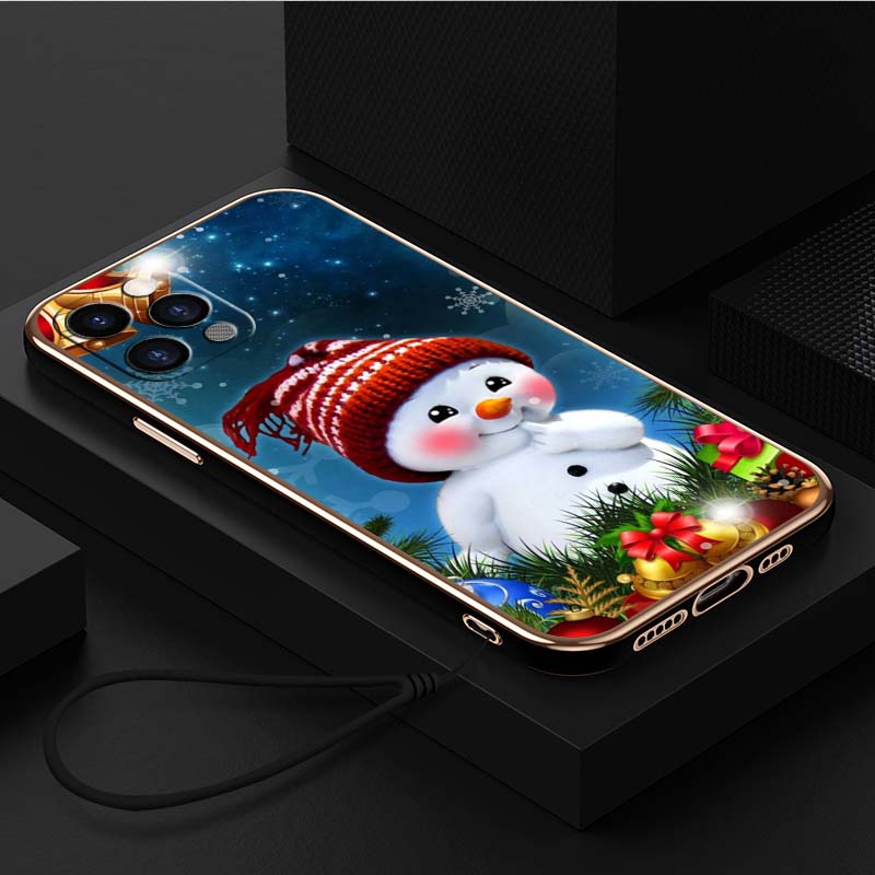

Роскошный чехол для телефона из ТПУ с ремешком для iPhone 6 6s 7 8 Plus XR XS 11 12 13 14 15 Pro Max Мягкие чехлы A7 Merry Christmas Bear Deer art милый чехол