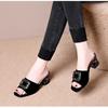 High-heeled Slippers Women's Summer Wear 2025 Non-slip Soft-soled One-word Slippers Square Head Thick-heeled Sandals Medium-heeled Open-toed Sandals