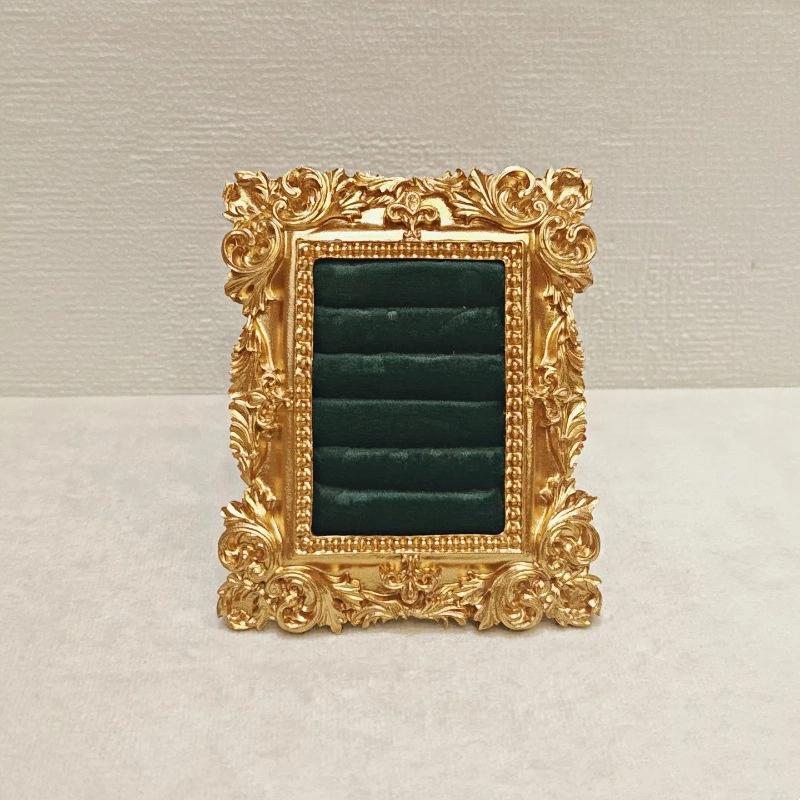 Retro Square Ring Earring Display Stand Jewelry Showcase Storage Tray Shop Window Decoration Photography Background Props