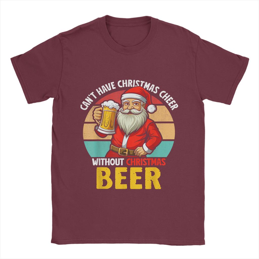 Men Christmas and beer T Shirt  100% Cotton Tops Creative Short Sleeve Crew Neck Tee Shirt Graphic Printed T-Shirts