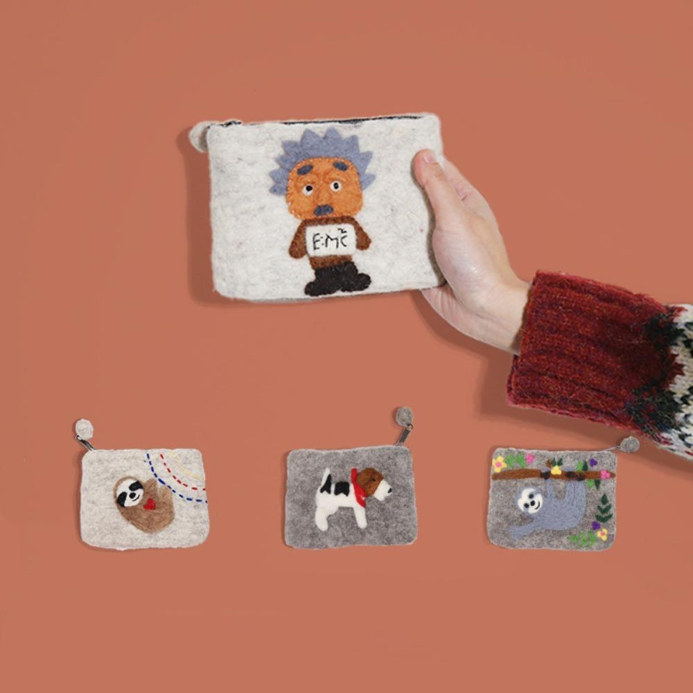 

Cute Pattern Handmade Wool Felt Wallet Wool Felt Animal Prints Storage Bag Fashion Fashion Wallet