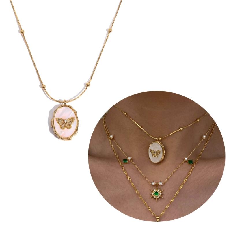 Elegant Butterfly Photo Locket Necklace Picture Frame Pendant Neckchain for Birthdays, Anniversaries & Special Occasions