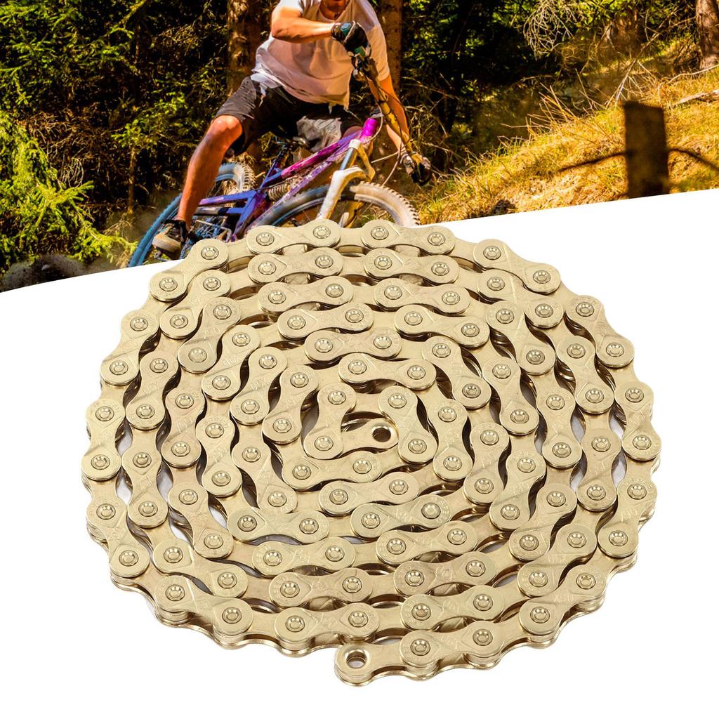 9 Speed Bicycle Chains Manganese Steel 9 Speed Chains for Road Mountain Bike Gold