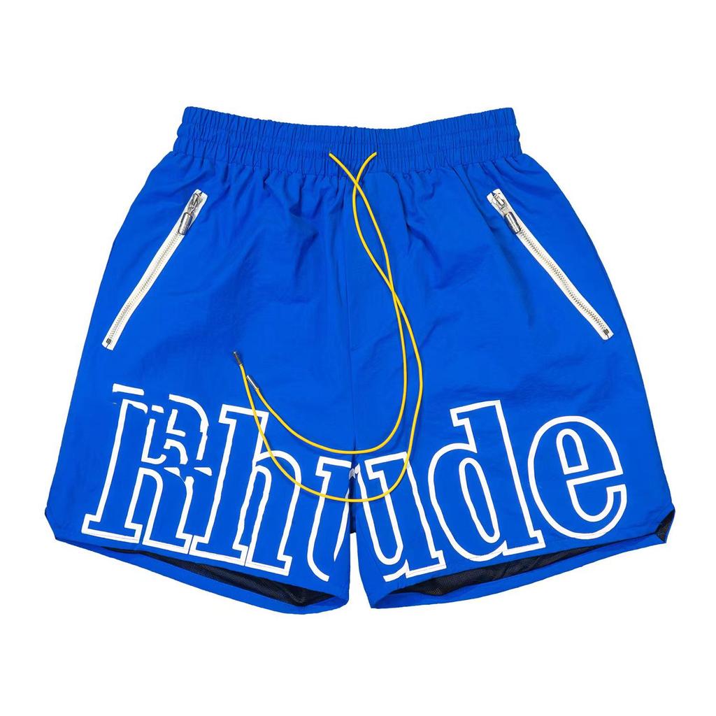Auf Lager RHUDE Letter Print Lässige Colorblock Lockere Strandshorts