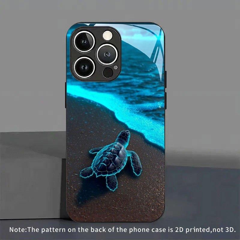 Fluorescencyjne Etui ze Szkła Hartowanego z Wzorem Żółwia Plażowego Na iPhone 17 16 15 14 13 12 11 Pro Max 17 Air 7 8 Plus XR XS X Pokrowiec