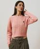 BEENTRILL Women'S Essentials Hashtag Logo Crop Knit (Pink)