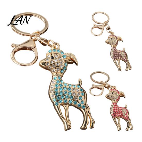 Decorative Keychain Rhinestone Sheep for Backpack, Sparkly Goat Car Key Ring, Lamb Pendant Backpacks and Handbags Charm