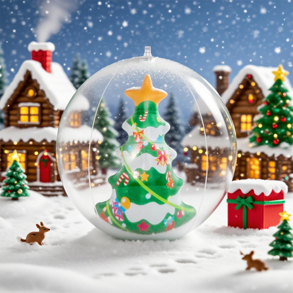 Christmas Cartoon Inflatable  With Green, Thick And Transparent PVC Toy Balls Arranged In The Courtyard