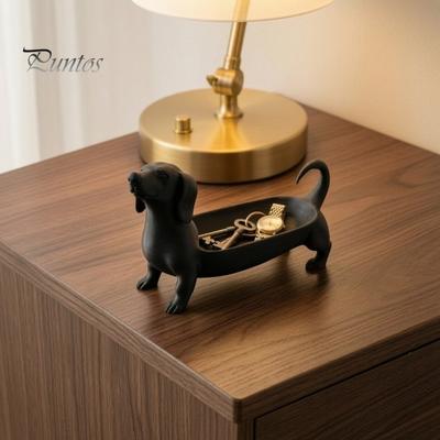 Dekorative Hundefigur 3D-gedruckter Dackel Aufbewahrungsschale für Schmuck Schlüssel Ohrringe, Kreativer Schreibtisch-Organizer, Tischdekoration Eingangsbereich Dekoration Und