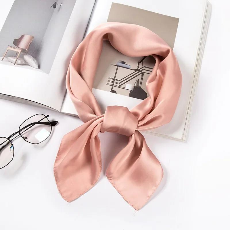 Satin Scarf Women 70cm Solid Color Smooth Surface Head Scarves Square Fashion Neck Accessories For Ladies Bag Scarf Wholesale