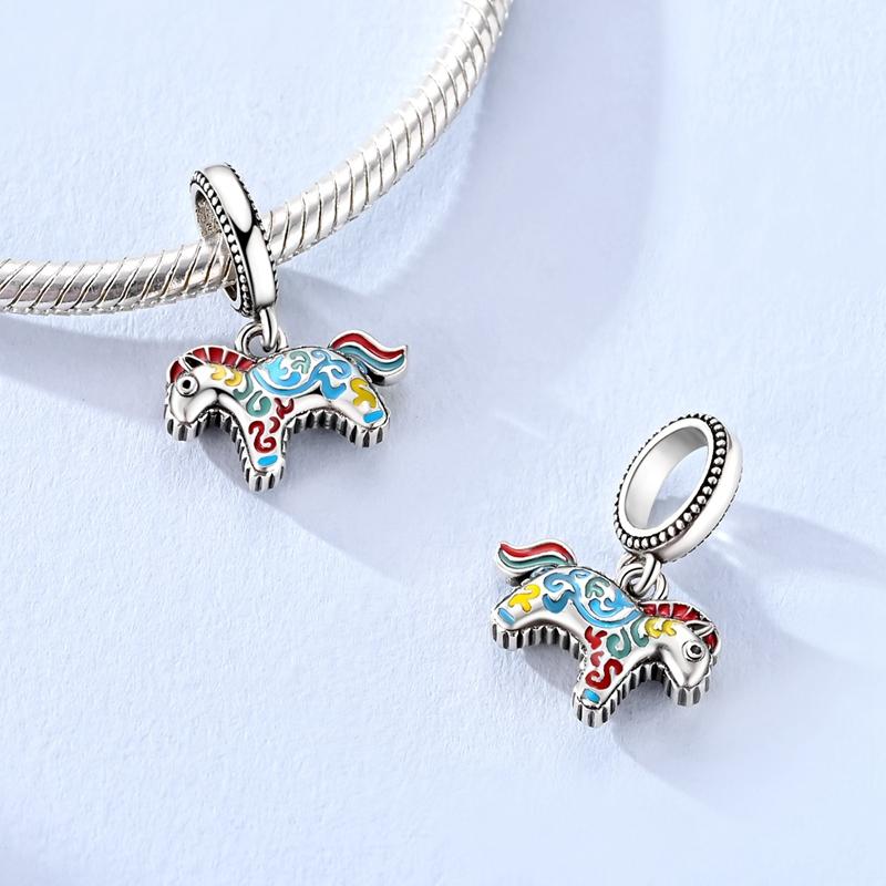 Charms Silver 925 Animal Pendant Beaded Cat Dog Leopard Pony Charms Fit Bracelet Bangle Necklace DIY Women Jewelry Making Gifts