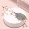 New Trendy Oval Frame Diamond Photochromic Myopia Glasses Fashion Anti Blue Light High-definition Ultra Light Near Sight Glasses