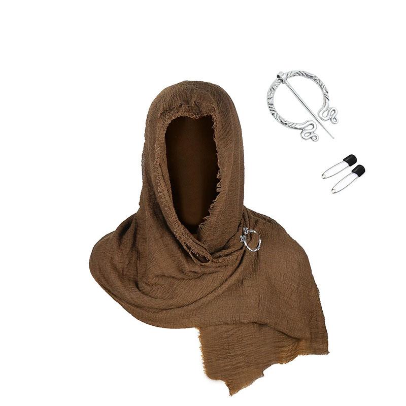 Medieval Renaissance Cloak with Viking Brooch – Hooded Scarf for Halloween Costumes, Streetwear, and Pop Culture Events