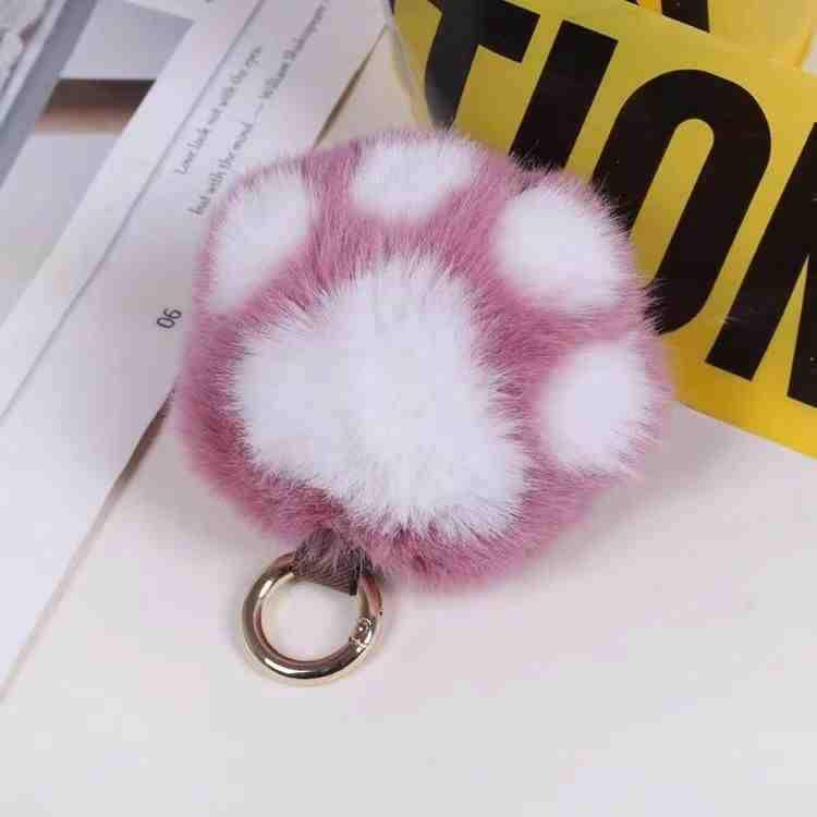 Mink Cat Paw Plush Backpack Charm and Keychain