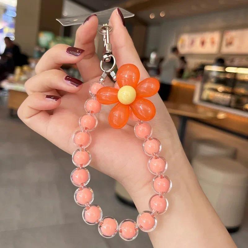 

Мобильный телефон шнурок на запястье веревка ручной работы бусина красочные макароны круглые бусины украшения чехол для телефона анти-потеря шнурки телефонные подвески оранжевый