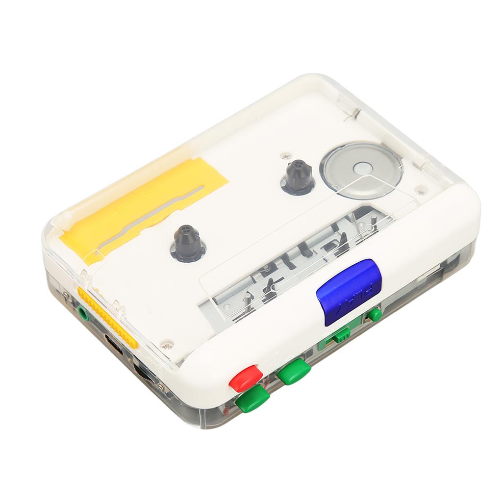 USB Cassette To MP3 Converter Plug and Play Portable Tape Player with 3.5mm Jack and Colored Buttons for Laptops Speaker
