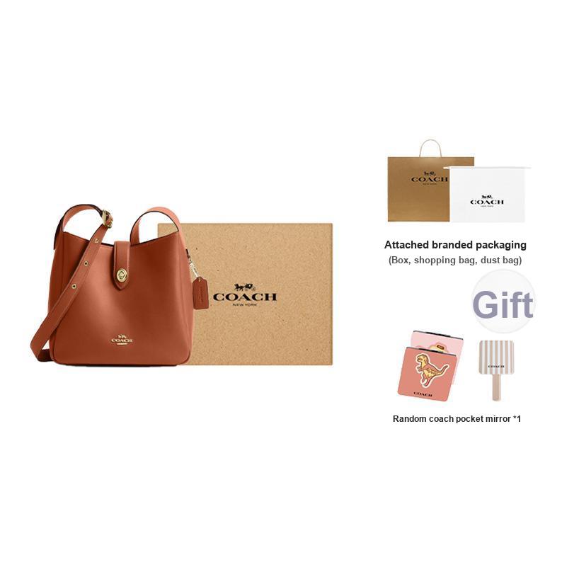 Coach Hadley 25 Multifunctional Gold Metal Accessories Leather Shoulder Crossbody Bag Medium Women Bags Brown Yellow CBH01-IMTN2
