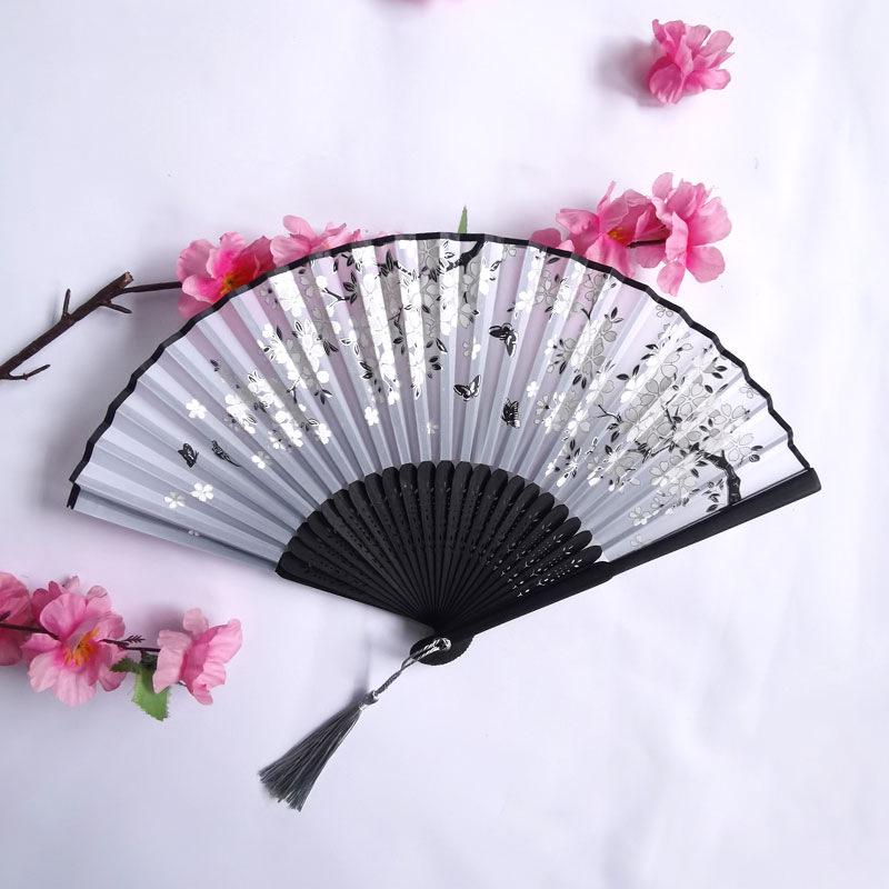 Vintage Bamboo Silk Women's Folding Fan - Portable Dance Gift