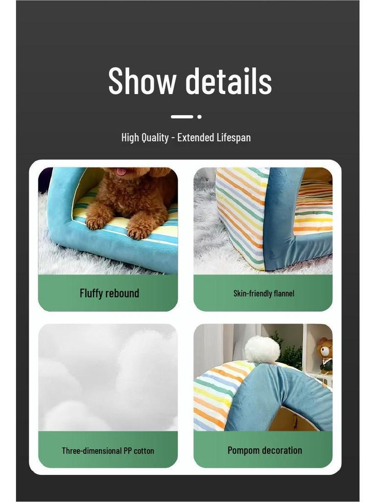 Cozy Mushroom Pet Tent: Warm Semi-Enclosed Indoor Bed for Cats and Dogs